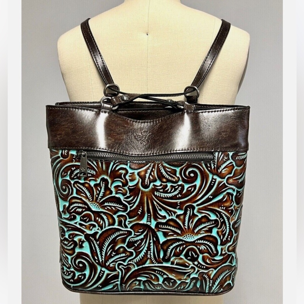 PATRICIA NASH Albi Tooled Turquoise Convertible Backpack Bag